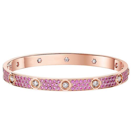 Diamond-paved Colorful Sapphire Love Bracelet