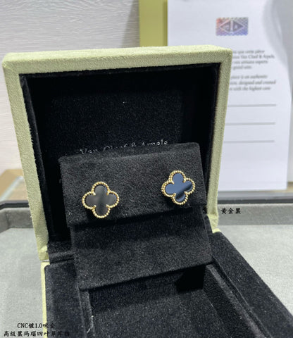 18K Vintage Alhambra Black Earrings
