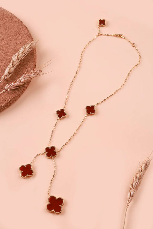 18K Magic Alhambra Six Pearls Motifs Clover Necklace