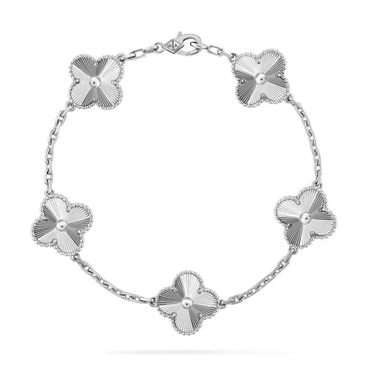 18K White Gold Five Motifs Clover Bracelet